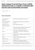 Galen College Cincinnati Pharm Exam 2 &lpar;2025&rpar; QUESTIONS AND ALL CORRECT ANSWERS 100&percnt; SOLVED AND GUARANTEED SUCCESS&excl;&excl;