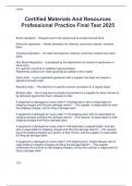 Certified Materials And Resources  Professional Practice Final Test 2025
