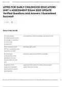 LETRS FOR EARLY CHILDHOOD EDUCATORS UNIT 4 ASSESSMENT EXAM 2025 UPDATE Verified Questions And Answers &vert; Guaranteed Success&excl;&excl;