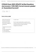 CPHIMS Exam 2025 UPDATE Verified Questions And Answers &vert; With 100&percnt; Correct Answers graded A&plus; Guaranteed Success&excl;&excl;