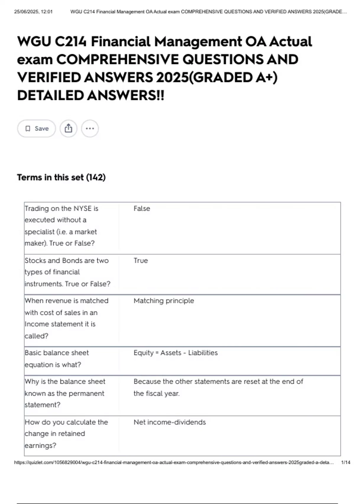 WGU C214 Financial Management OA Actual exam COMPREHENSIVE QUESTIONS ...