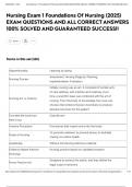 Nursing Exam 1 Foundations Of Nursing &lpar;2025&rpar; EXAM QUESTIONS AND ALL CORRECT ANSWERS 100&percnt; SOLVED AND GUARANTEED SUCCESS&excl;&excl;