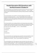Health Education &lpar;E2&rpar; Questions with Verified Answers Graded A&plus;