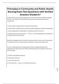 Principles in Community and Public Health Nursing Exam Test Questions with Verified Answers Graded A&plus;