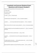 Lymphatic and Immune Systems Exam Questions with Answers Graded A
