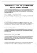 Immunizations Exam Test Questions with Verified Answers Graded A