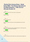 Florida Civic Literacy Exam - Study Guide IRSC &sol; Test Review Questions & Certified Solutions &sol; 1&grave;00&percnt; Correct &sol;Already Graded&comma; A&plus;        Quiz&lowbar;&lowbar;&lowbar;&lowbar;&quest; What historic document &lpar;17th century&rpar; created a "civil body politic"&quest; -           Answer Mayflo