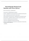 Hawaii Massage Therapy Exam Questions with Correct Answers