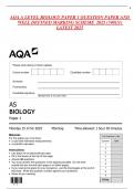 AQA A LEVEL BIOLOGY PAPER 1 QUESTION PAPER AND WELL DEFINED MARKING SCHEME  2025 &lpar;7401&sol;1&rpar; LATEST 2025