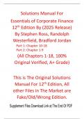 Solutions Manual For Essentials of Corporate Finance 12th Edition &lpar;2025 Release&rpar; By Stephen Ross&comma; Randolph Westerfield&comma; Bradford Jordan