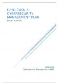   D489 DEN1 Task 1: Cybersecurity Management Plan