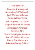 Test Bank For Financial & Managerial Accounting 16th Edition By Carl  Warren&comma; Jefferson Jones&comma; William Tayler