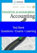 Test Bank For Financial & Managerial Accounting 16th Edition By Carl  Warren&comma; Jefferson Jones&comma; William Tayler