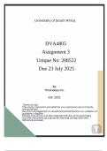 DVA4805 Assignment 3 Detailed Answers &lpar;208522&rpar; Due 23 July 2025