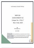 MIP1501 ASSIGNMENT 02 &lpar;178117 &rpar; Due 3 July 2025