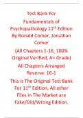 Test Bank For Fundamentals of Psychopathology 11th Edition By Ronald Comer&comma; Jonathan Comer