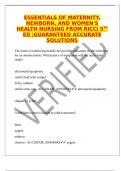 ESSENTIALS OF MATERNITY&comma; NEWBORN&comma; AND WOMEN'S HEALTH NURSING FROM RICCI 5TH ED &vert;GUARANTEED ACCURATE SOLUTIONS