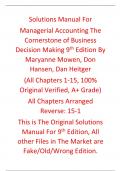 Solutions Manual For Managerial Accounting The Cornerstone of Business Decision Making 9th Edition By Maryanne Mowen&comma; Don  Hansen&comma; Dan Heitger