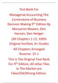 Test Bank For Managerial Accounting The Cornerstone of Business Decision Making 9th Edition By Maryanne Mowen&comma; Don  Hansen&comma; Dan Heitger