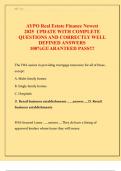 AYPO Real Estate Finance Newest  2025  UPDATE WITH COMPLETE  QUESTIONS AND CORRECTLY WELL  DEFINED ANSWERS  100&percnt;GUARANTEED PASS&excl;&excl;&excl; 