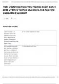 HESI Obstetrics&sol;Maternity Practice Exam EXAM 2025 UPDATE Verified Questions And Answers &vert; Guaranteed Success&excl;&excl;
