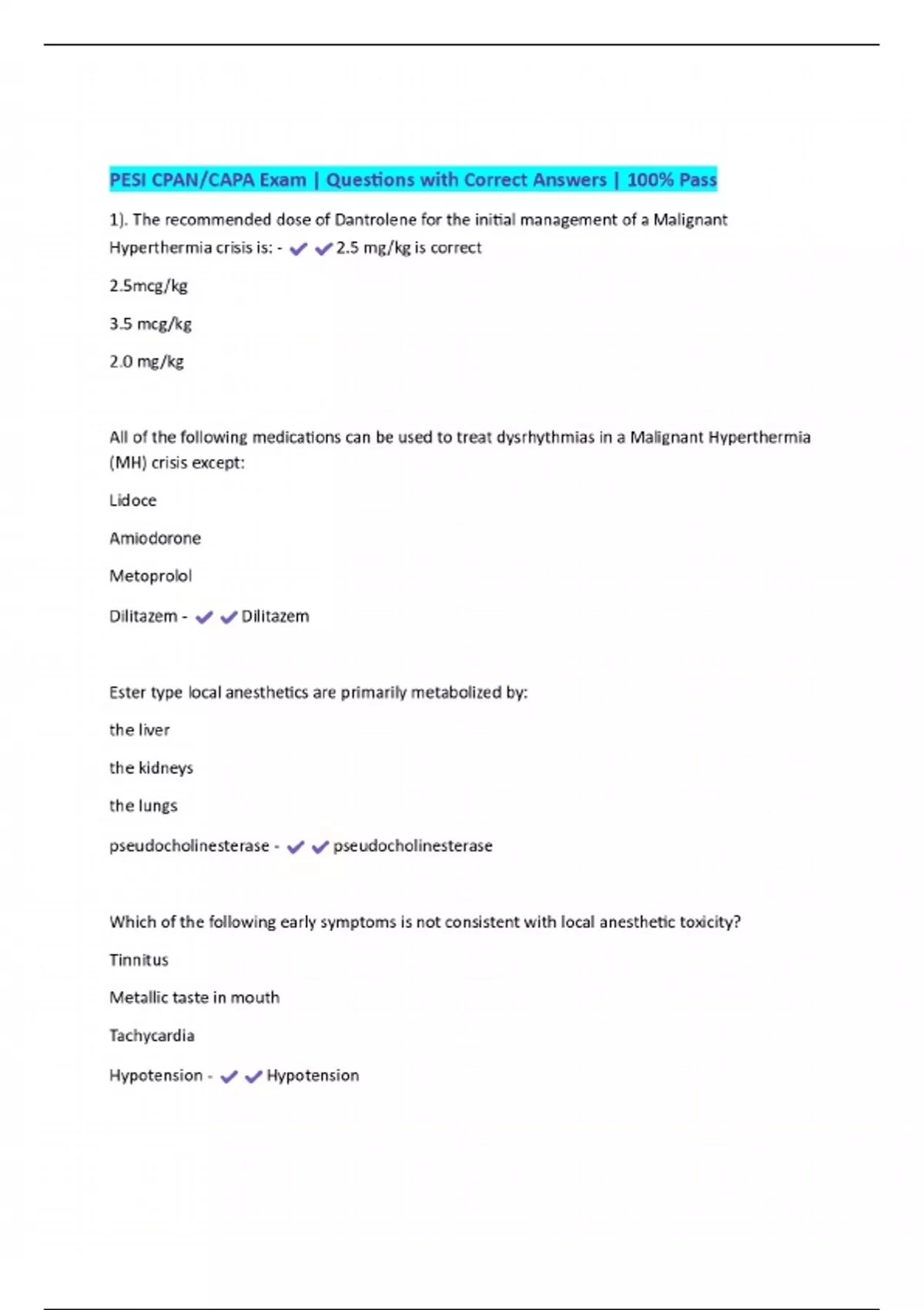 PESI CPAN/CAPA Exam | Questions with Correct Answers | 100% Pass - PESI ...