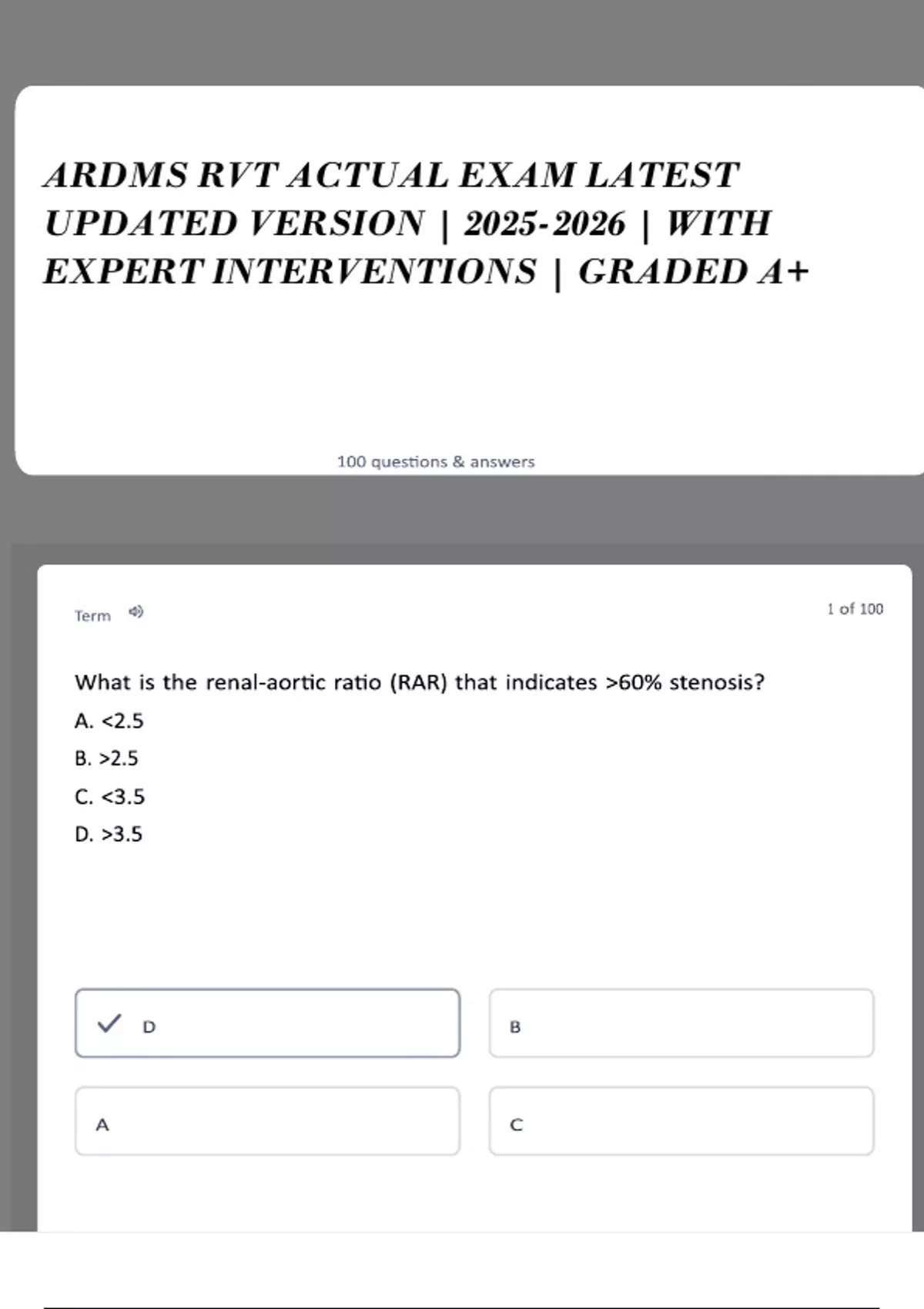 What Is An Rvt Course ARDMS RVT ACTUAL EXAM | LATEST UPDATED VERSION | | WITH EXPERT ...