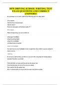 DFW DRIVING SCHOOL WRITING TEST EXAM QUESTIONS AND CORRECT ANSWERS&excl;