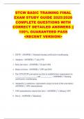 STCW BASIC TRAINING FINAL  EXAM STUDY GUIDE 2025&sol;2026  COMPLETE QUESTIONS WITH  CORRECT DETAILED ANSWERS &vert;&vert;  100&percnt; GUARANTEED PASS  <RECENT VERSION> 