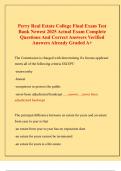 Perry Real Estate College Final Exam Test  Bank Newest 2025 Actual Exam Complete  Questions And Correct Answers Verified  Answers Already Graded A&plus; 
