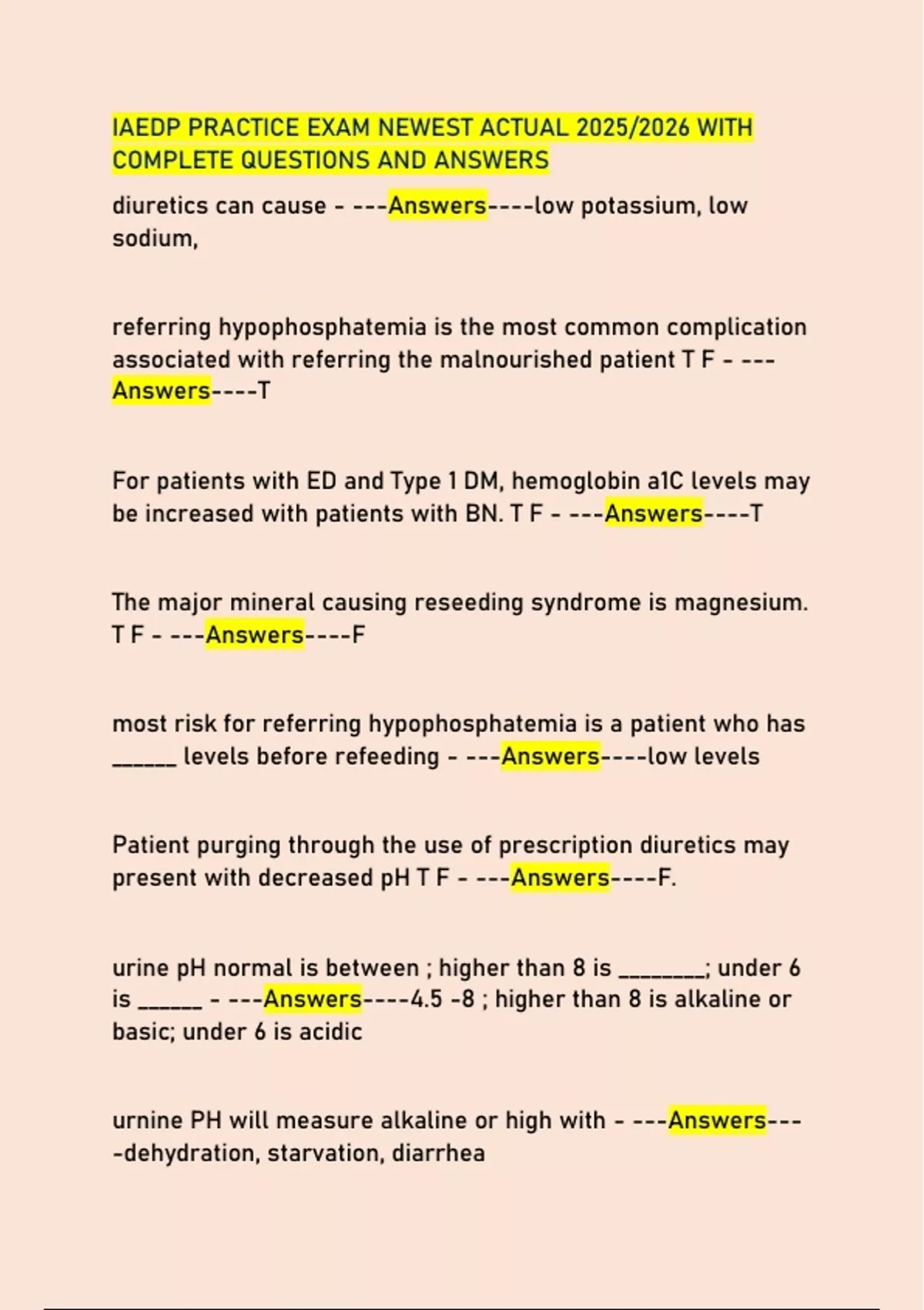 IAEDP PRACTICE EXAM NEWEST ACTUAL 2025/2026 WITH COMPLETE QUESTIONS AND ...