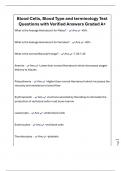 Blood Cells&comma; Blood Type and terminology Test Questions with Verified Answers Graded A&plus;