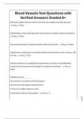 Blood Vessels Test Questions with Verified Answers Graded A&plus;