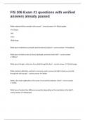 FIS 206 Exam &num;1 questions with verified answers already passed