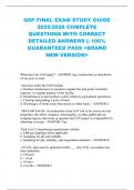 QSP FINAL EXAM STUDY GUIDE 2025&sol;2026 COMPLETE QUESTIONS WITH CORRECT DETAILED ANSWERS &vert;&vert; 100&percnt; GUARANTEED PASS <BRAND NEW VERSION>