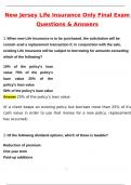 &lpar;NJ&rpar; New Jersey Life Insurance Only Final Exam Latest 2026 Actual Questions & Verified Answers &lpar;2026 &sol; 2027&rpar; A&plus; Grade 100&percnt; Guarantee Verified by Experts