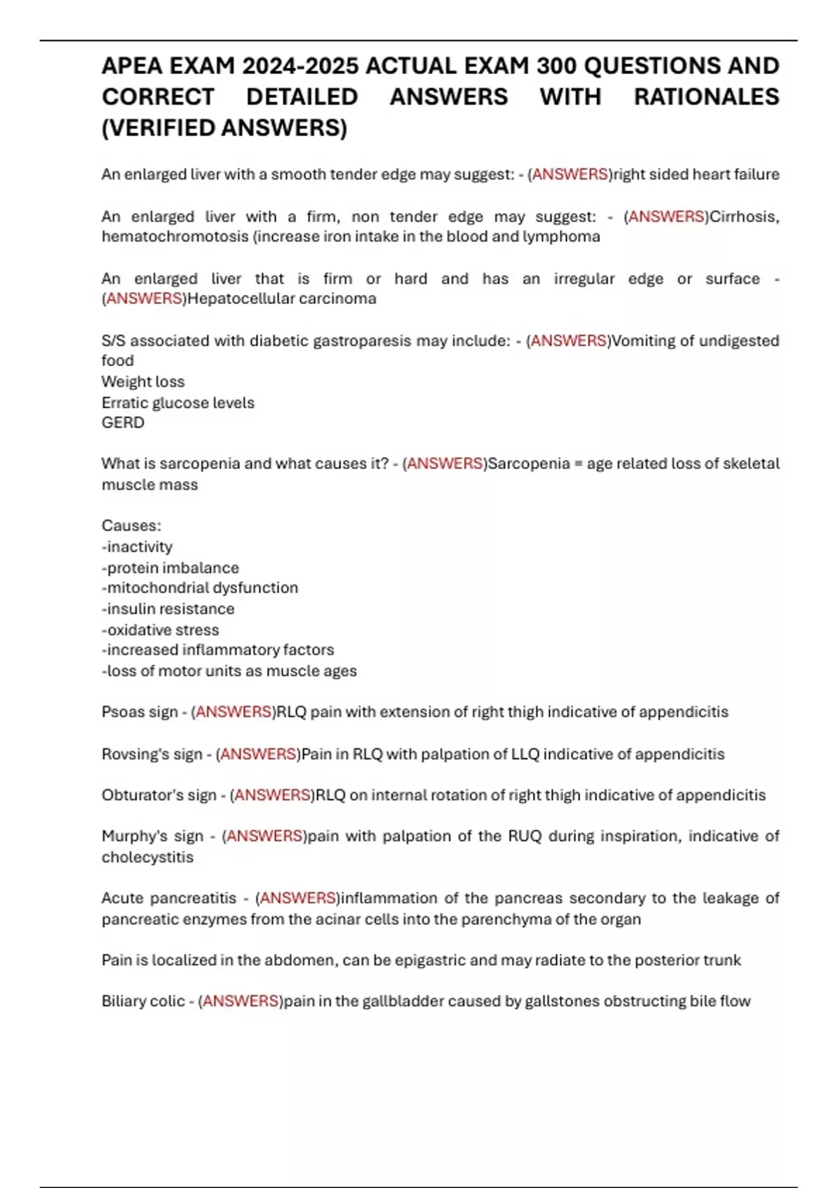 APEA EXAM ACTUAL EXAM 300 QUESTIONS AND CORRECT DETAILED ANSWERS WITH ...