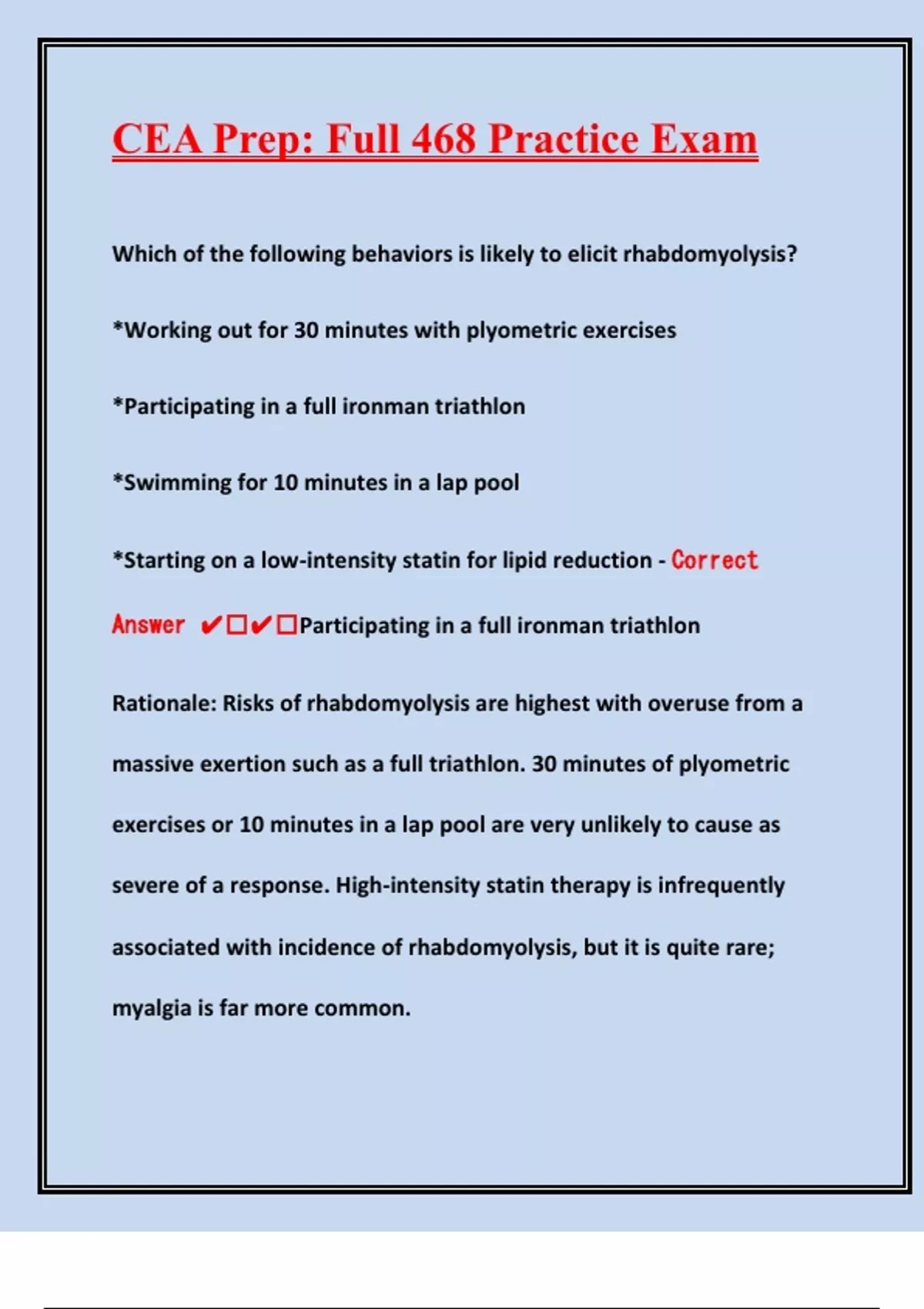 CEA Prep: Full 468 Practice Exam Questions With Answers | Test Your ...