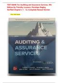 TEST BANK For Auditing and Assurance Services&comma; 9th Edition By Timothy Louwers&comma; Penelope Bagley&comma; Verified Chapter's 1 - 12&comma; Complete Newest Version Updated Guide A&plus;