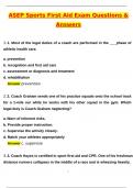 ASEP Sports First Aid Exam &lpar;Latest 2025 &sol; 2026 Update&rpar; Questions and Verified Answers &vert; 100&percnt; Correct &vert; Grade A