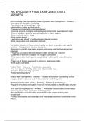 WATER QUALITY FINAL EXAM QUESTIONS & ANSWERS