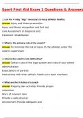 Sport First Aid Exam 1 &lpar;Latest 2025 &sol; 2026 Update&rpar; Questions and Verified Answers &vert; 100&percnt; Correct &vert; Grade A&period;