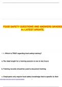 FOOD SAFETY QUESTIONS AND ANSWERS GRADED A&plus; LATEST UPDATE&period;