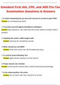 Standard First Aid&comma; CPR&comma; and AED Pre-Test Examination Actual 2025 Questions and Verified Answers &lpar;2025 &sol; 2026&rpar;&sol; A&plus; GRADE COMPLETE