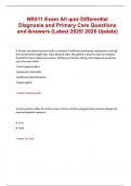 NR511 Exam All quiz Differential Diagnosis and Primary Care Questions and Answers &lpar;Latest 2025&sol; 2026 Update&rpar;