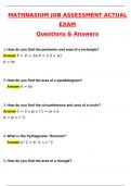 MATHNASIUM JOB ASSESSMENT ACTUAL EXAM 2025 Questions and Verified Answers &lpar;2025 &sol; 2026&rpar;&sol; A&plus; GRADE COMPLETE