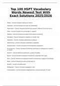 Top 100 HSPT Vocabulary Words &ndash; Newest Test with Exact Solutions &ndash; 2025&sol;2026 Edition