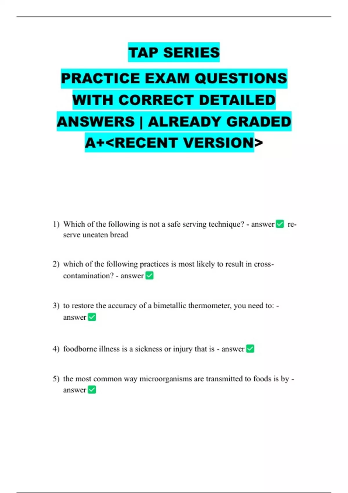 TAP SERIES PRACTICE EXAM QUESTIONS WITH CORRECT DETAILED ANSWERS ...