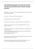 FIS 335 Photography Final Exam Flash Cards &lpar;all lectures&rpar; fully solved already passed