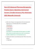 Nurs 615 Advanced Pharmacotherapeutics  Practice Exam 2 Questions And Correct  Answers &lpar;Verified Answers&rpar; Plus Rationales  2025 Maryville University